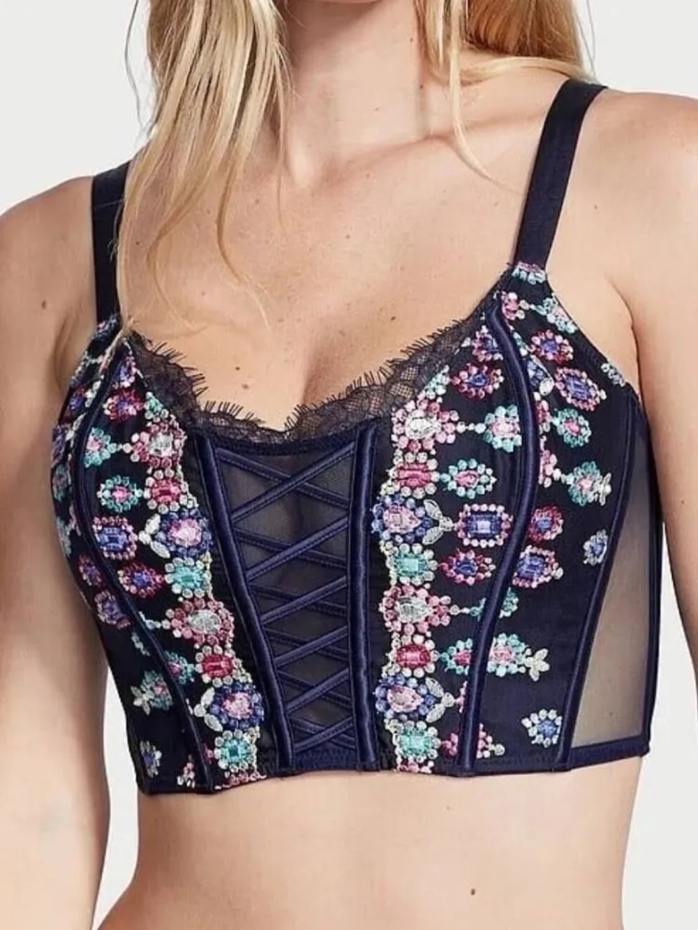 Navy Lace Bustier tank/bralette